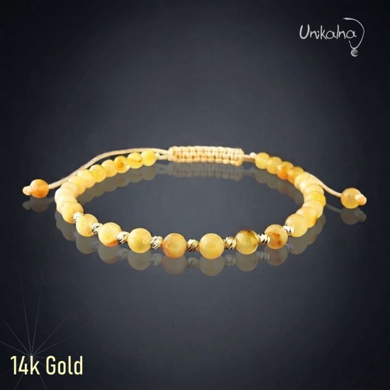 Гривна с 14k злато и Кехлибар
