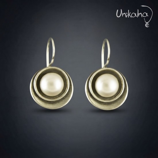 Сребърни обеци Patina Pearl -2
