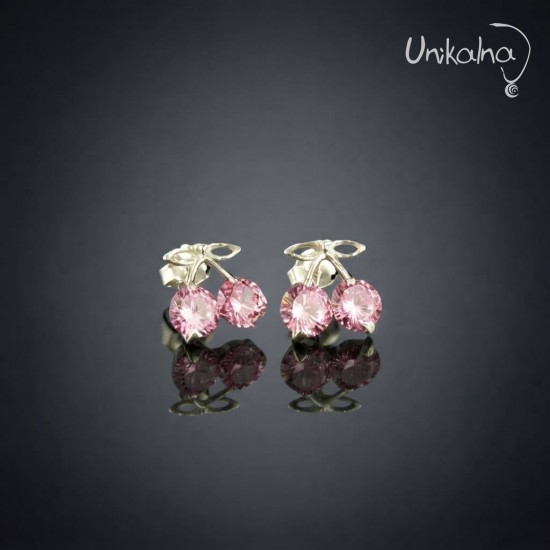 Сребърни обеци - Pink Cherry